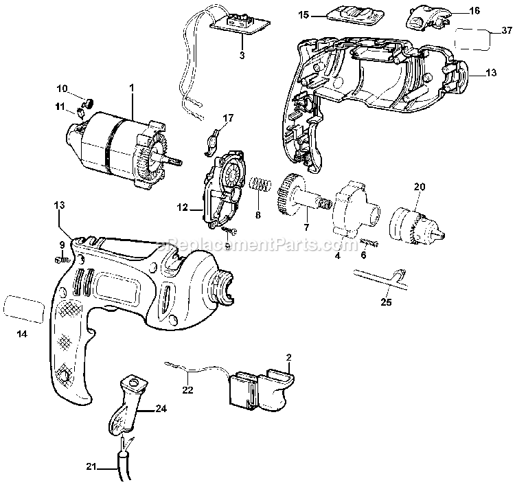 Black and Decker KR502-AR (Type 2) Drill Power Tool Page A Diagram
